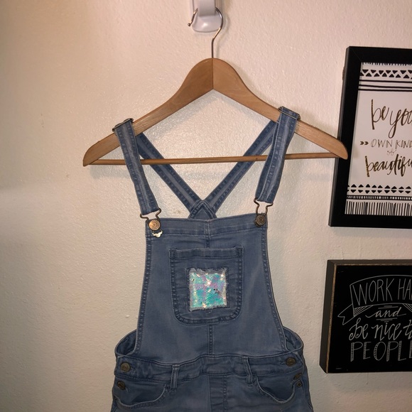 Justice Other - Girls denim short overalls by Justice